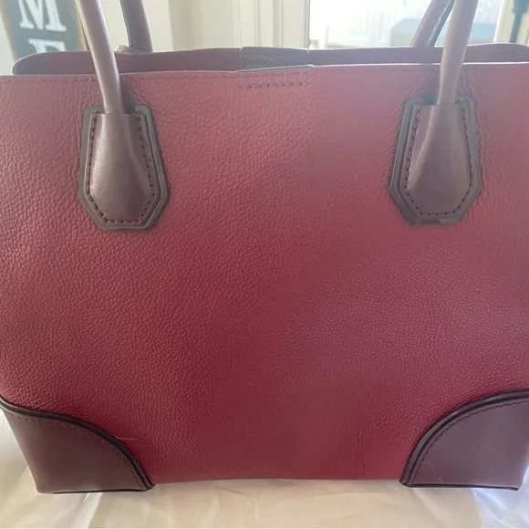 Michael Kors Burgundy Pebbled Leather Satchel with Gold Hardware - Picture 3 of 7